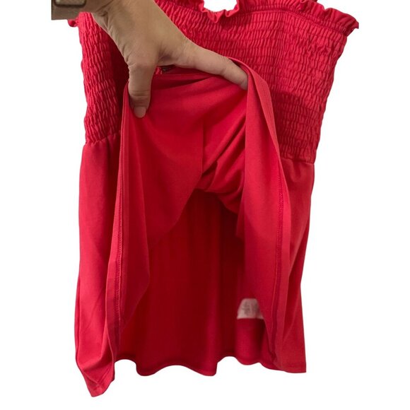 White Birch Pink Smocked Flowy Womens Top Ruffled Straps Small - Picture 9 of 14